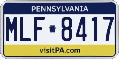 PA license plate MLF8417