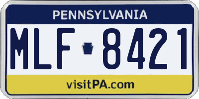 PA license plate MLF8421