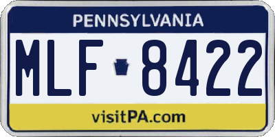 PA license plate MLF8422