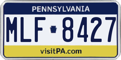 PA license plate MLF8427