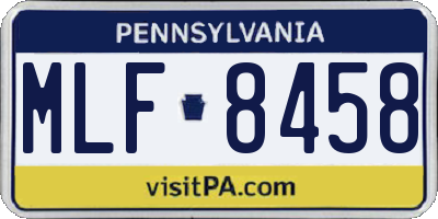 PA license plate MLF8458