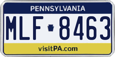 PA license plate MLF8463