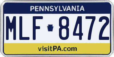 PA license plate MLF8472