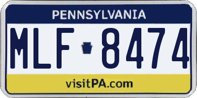 PA license plate MLF8474