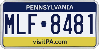 PA license plate MLF8481