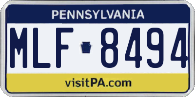 PA license plate MLF8494