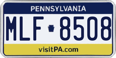 PA license plate MLF8508