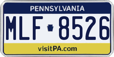 PA license plate MLF8526
