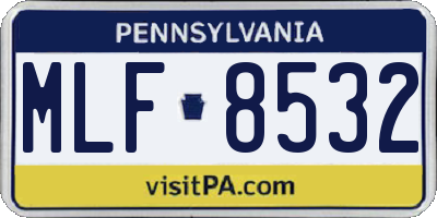 PA license plate MLF8532