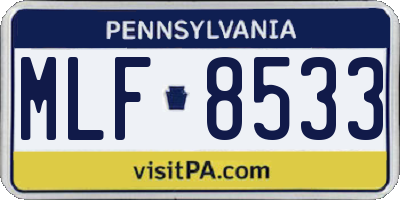 PA license plate MLF8533