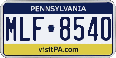 PA license plate MLF8540