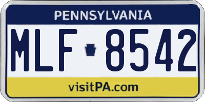 PA license plate MLF8542