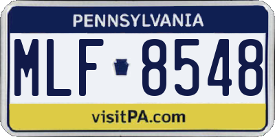 PA license plate MLF8548