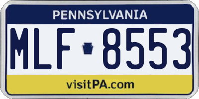 PA license plate MLF8553