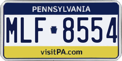 PA license plate MLF8554