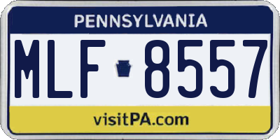 PA license plate MLF8557