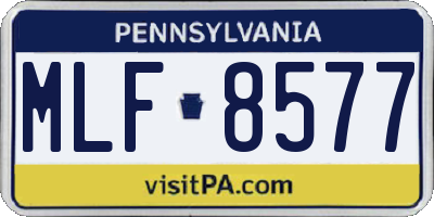 PA license plate MLF8577