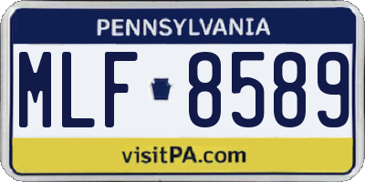 PA license plate MLF8589