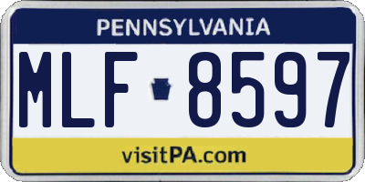 PA license plate MLF8597