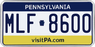 PA license plate MLF8600