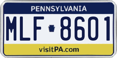 PA license plate MLF8601
