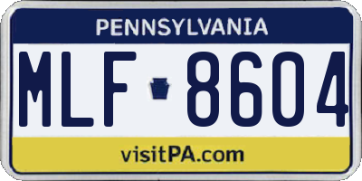 PA license plate MLF8604