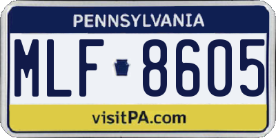 PA license plate MLF8605
