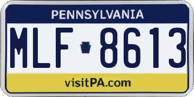 PA license plate MLF8613