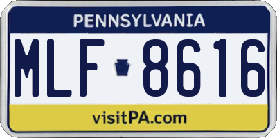 PA license plate MLF8616