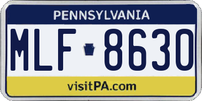 PA license plate MLF8630
