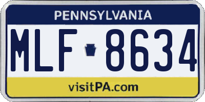 PA license plate MLF8634