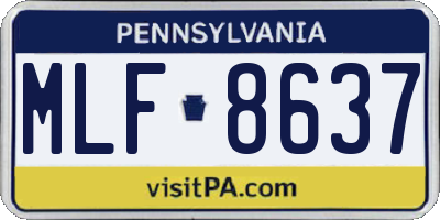 PA license plate MLF8637