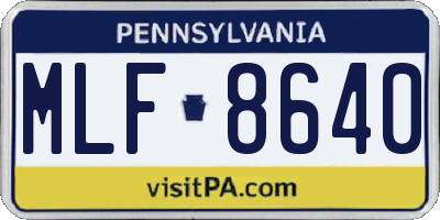 PA license plate MLF8640