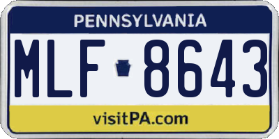 PA license plate MLF8643