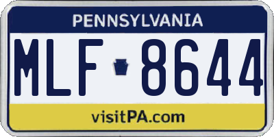 PA license plate MLF8644