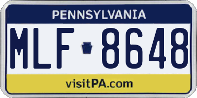 PA license plate MLF8648