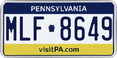 PA license plate MLF8649