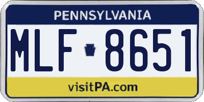 PA license plate MLF8651