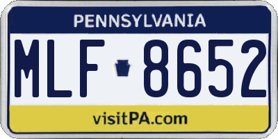PA license plate MLF8652