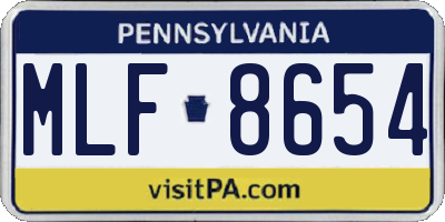 PA license plate MLF8654