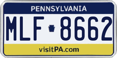 PA license plate MLF8662