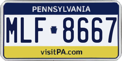 PA license plate MLF8667