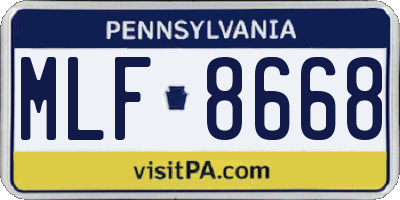 PA license plate MLF8668