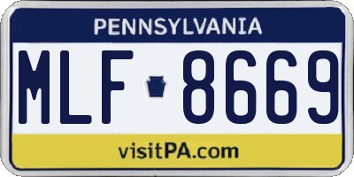 PA license plate MLF8669