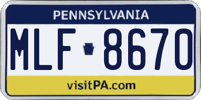 PA license plate MLF8670