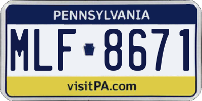 PA license plate MLF8671
