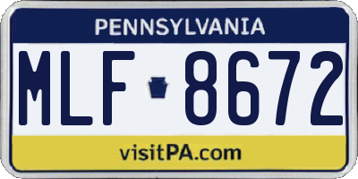PA license plate MLF8672