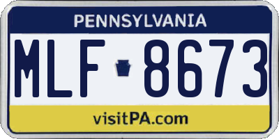 PA license plate MLF8673