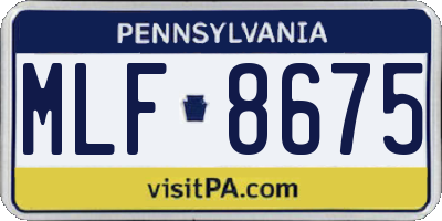 PA license plate MLF8675