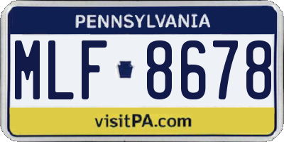 PA license plate MLF8678